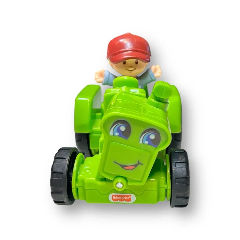 Fisher Price‎ Little People Helpful Harvester Green Tractor & Farmer Boy Figure